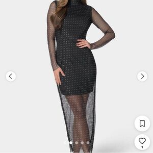 bebe Black Long Sleeve Mesh Dress